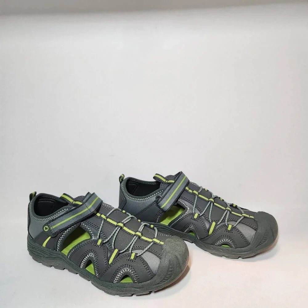 Merrell Unisex Child Hydro 2 Sandals Water Shoes Velcro Size 6 Green Gray